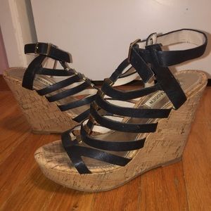 Steve Madden Gladiator Gild Accent Cork Wedges